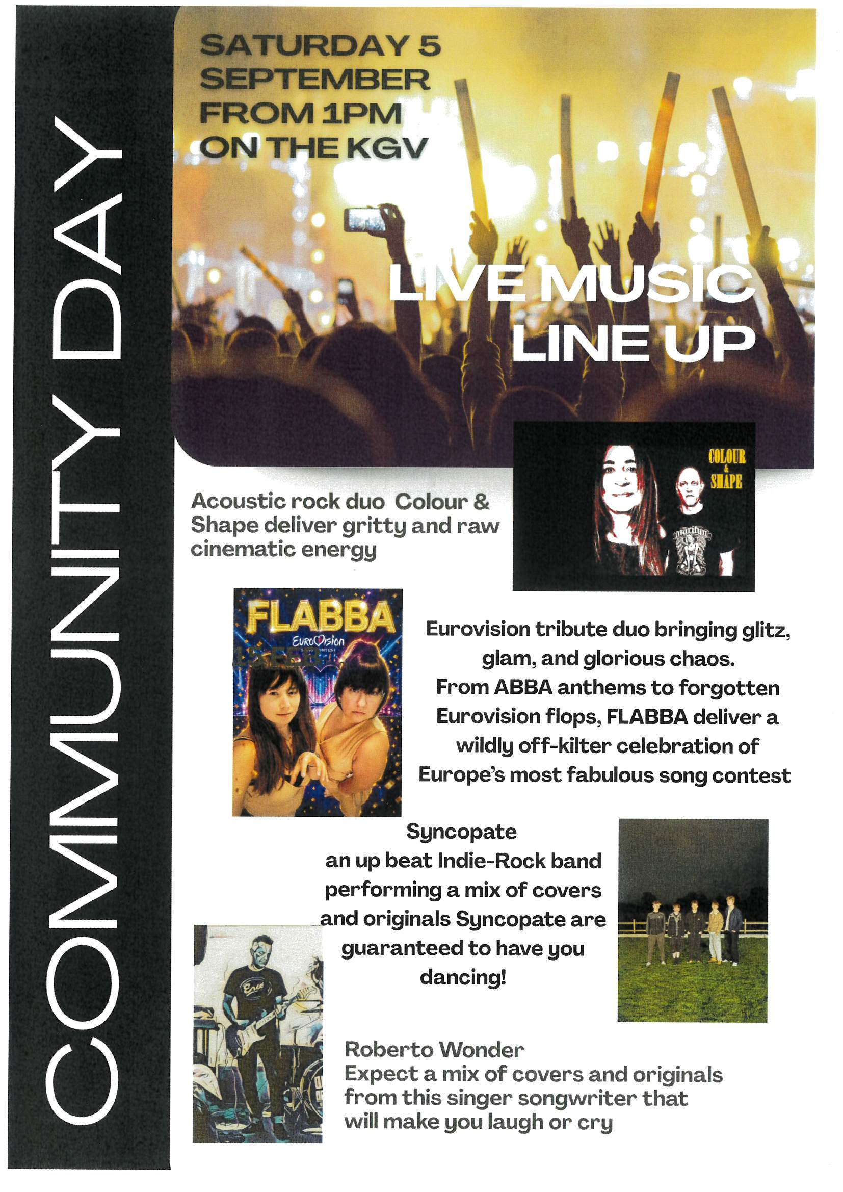 Community Day Live Music Line Up